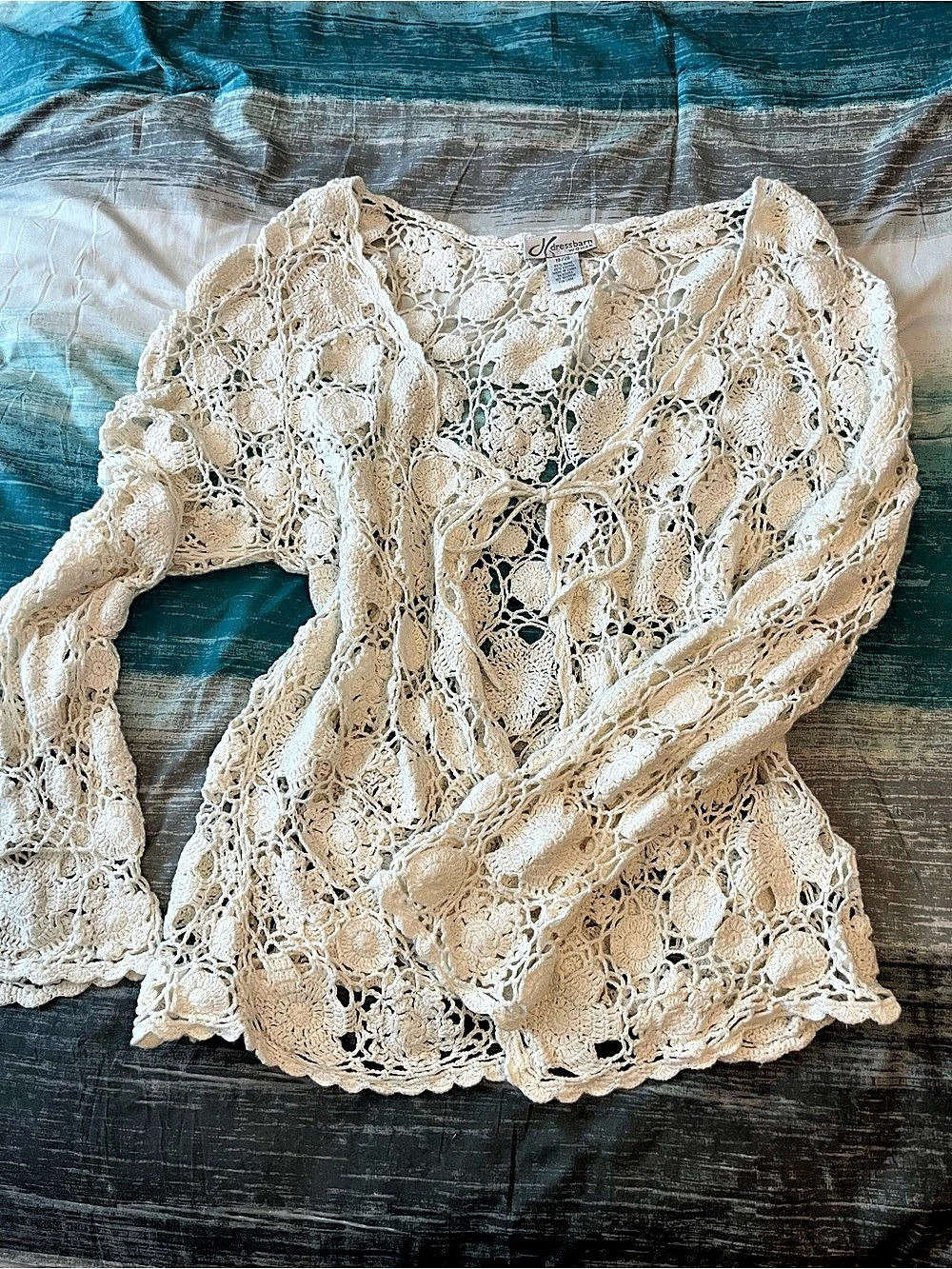 Vintage Crochet Lace Open Cardigan